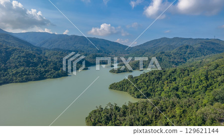 Aug 9 2025 Tranquil waters of scenic Shing Mun Reservoir 129621144