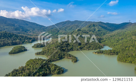Aug 9 2025 Tranquil waters of scenic Shing Mun Reservoir 129621153