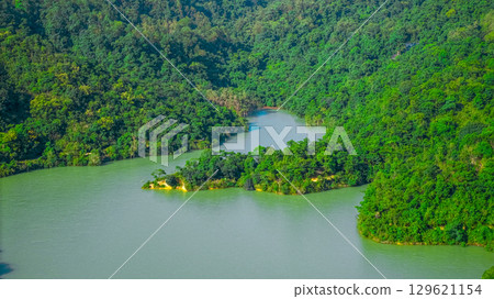 Aug 9 2025 Tranquil waters of scenic Shing Mun Reservoir 129621154
