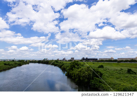  Blue sky and clouds 129621347