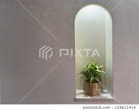 Gray walls and plants 129621414