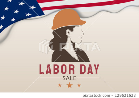 labor day sale with female worker illustration labor day sale with female worker illustration 129621628