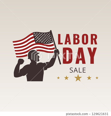 labor day silhouette man holding usa flag 129621631