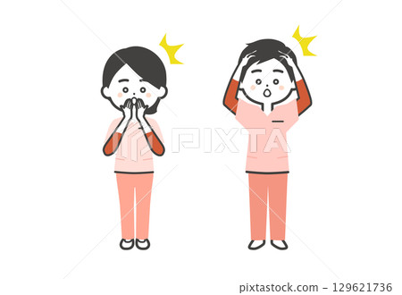 A three-dimensional illustration of a man and woman wearing a scrub 129621736