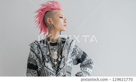 Woman with Mohawk hairstyle Woman with Mohawk hairstyle 129621770
