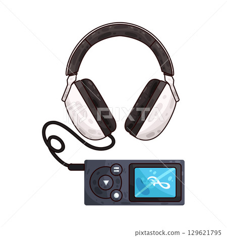 illustration of mp3 player with headphone  129621795