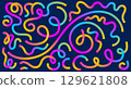 Abstract serpentine line with gradient color and dynamic 3D pattern on graphic background. Organic wave design with fluid curves and bold geometric swirls. Fun rainbow vector art for party or carnival 129621808