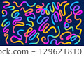 Abstract serpentine line with gradient color and dynamic 3D pattern on graphic background. Organic wave design with fluid curves and bold geometric swirls. Fun rainbow vector art for party or carnival 129621810