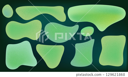Abstract Background with Liquid Shapes and Green Gradient Noise. Vector Blob Elements by Grainy Brush Design Create Organic Forms. Dynamic Illustration with Round Patterns. Abstract Background with Liquid Shapes and Green Gradient Noise. Vector Blob Elements by Grainy Brush Design Create Organic Forms. Dynamic Illustration with Round Patterns. 129621868