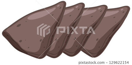 Vector Illustration of Sliced Raw Liver Pieces 129622154
