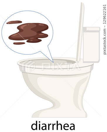 Toilet with Diarrhea Illustration Toilet with Diarrhea Illustration 129622161