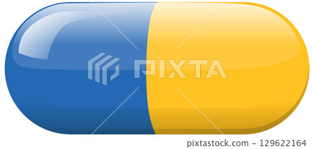 Blue and Yellow Vitamin Capsule Vector Illustration 129622164