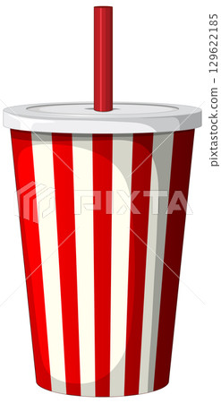 Striped Fast Food Drink Cup Illustration 129622185