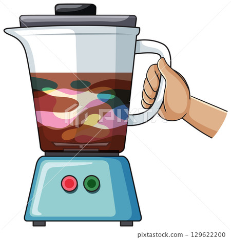 Hand Holding Blender with Colorful Ingredients Inside 129622200