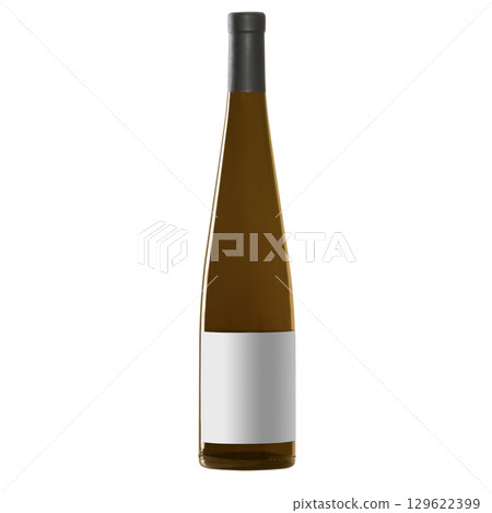 white wine bottle with blank label isolated on white background. white wine bottle with blank label isolated on white background. 129622399
