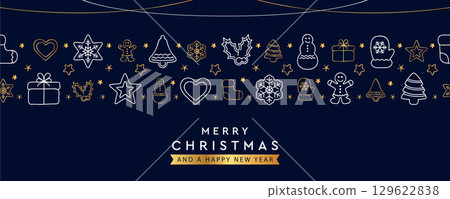 merry christmas card with seamless decoration vector illustration 129622838