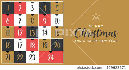 colorful advent calendar 24 christmas gifts vector illustration 129622871