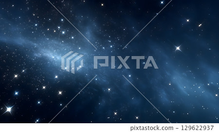 閃耀的藍色星雲和美麗的銀河 129622937