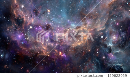 Mysterious night sky and twinkling stars background 129622939