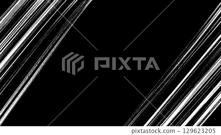 Illustration material of a white brushstroke-style hand-drawn frame and a black background 129623205