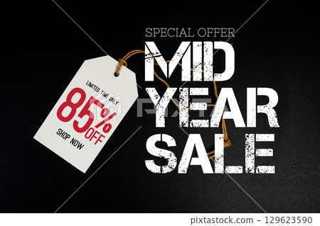 Mid Year Sale 85% off with price tag label Promotion shopping concept 129623590
