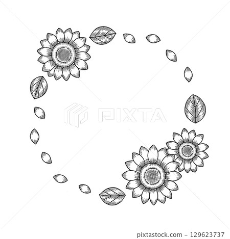 Sunflower frame illustration Sunflower frame illustration 129623737