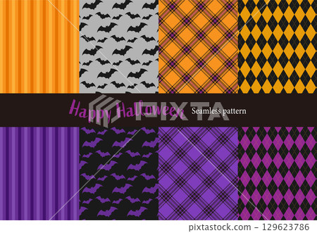 Halloween seamless pattern set vector diamond stripe check bat 129623786