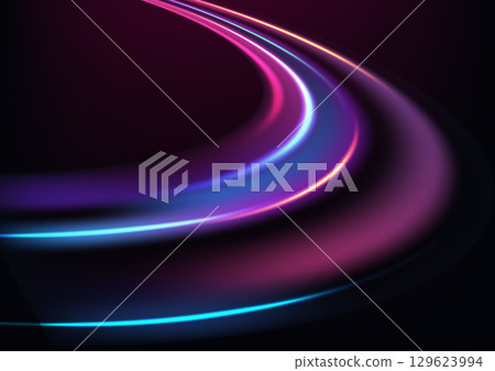 neon light abstract glow curve pink purple blue streak motion line luminous digital wave electric shine gradient futuristic vibrant background illumination smooth swirl spectrum colorful energy 129623994