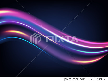 Abstract futuristic technology background with neon light wave, glowing gradient colors, smooth fluid motion and vibrant digital design for modern creative concepts and innovation visuals Abstract futuristic technology background with neon light wave, glowing gradient colors, smooth fluid motion and vibrant digital design for modern creative concepts and innovation visuals 129623997