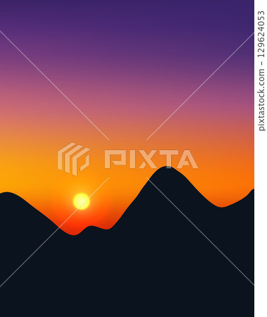 minimal sunset silhouette mountains twilight colorful sky gradient landscape serene elegant with silhouette of rolling mountains under a dramatic purple orange twilight background minimal sunset silhouette mountains twilight colorful sky gradient landscape serene elegant with silhouette of rolling mountains under a dramatic purple orange twilight background 129624053