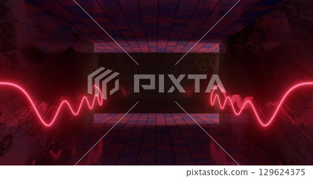 3d rendering. Underground tunnel or corridor lit with bright neon lamps. Futuristic background. Dark dungeon. 3d rendering. Underground tunnel or corridor lit with bright neon lamps. Futuristic background. Dark dungeon. 129624375