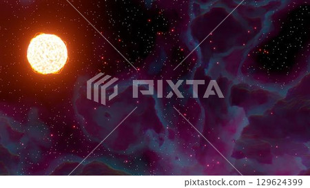 3d rendering. Cosmic foggy. Cluster of stars and galaxies, Obloka dust and gas in outer space. Graphic illustration for your background. 129624399