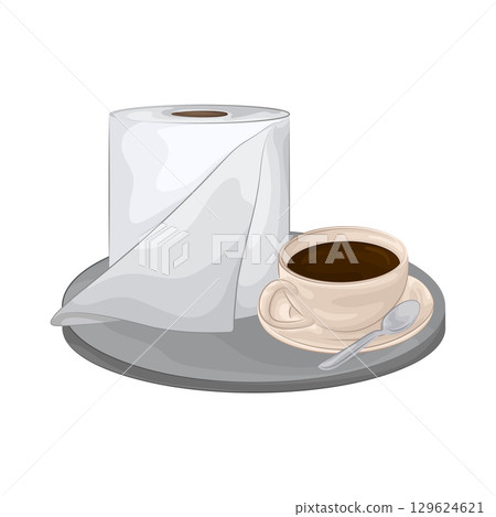 Illustration of Tissue With Coffee Cup Illustration of Tissue With Coffee Cup 129624621