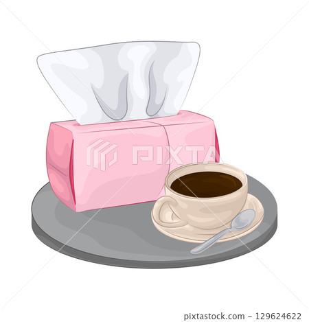 Illustration of Tissue Box With Coffee Cup Illustration of Tissue Box With Coffee Cup 129624622