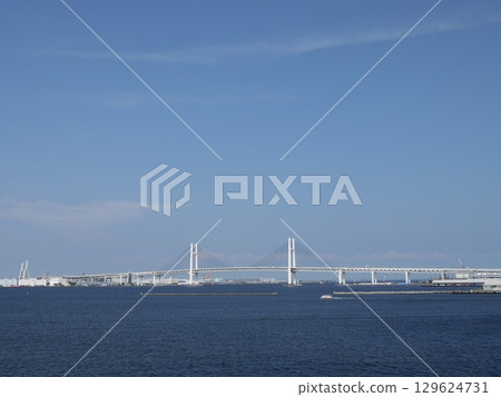 Yokohama Bay Bridge as seen from Osanbashi Pier 129624731