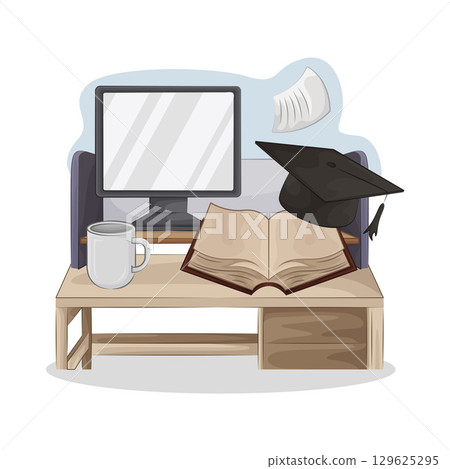 Illustration of Book on the table 129625295