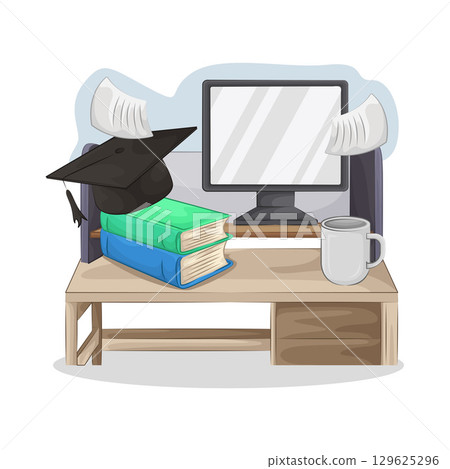 Illustration of Book on the table 129625296