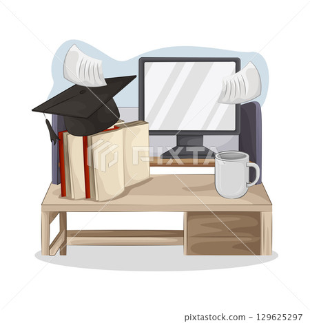 Illustration of Book on the table 129625297