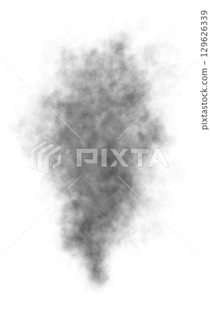 Dense black steam or smoke cloud isolated on transparent background realistic heavy vapor or pollution texture effect 129626339