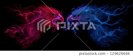 Two Phoenixes Formed by Burning Flames 129626686