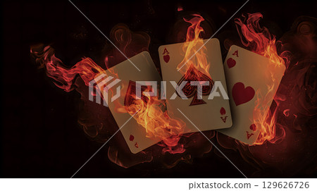 三張 A 在熊熊烈焰中升起 129626726