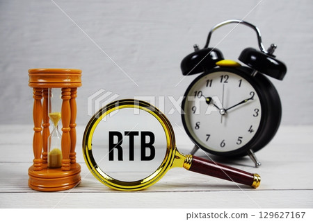 RTB abbreviation of Real Time Bidding text with alarm clock on wooden background 129627167