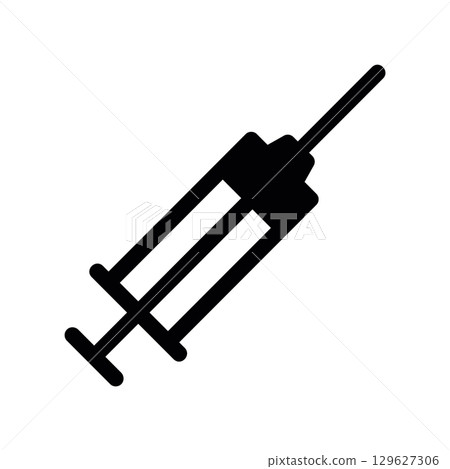 Simple black vector icon with a theme syringe Simple black vector icon with a theme syringe 129627306