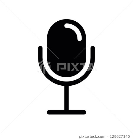 Simple black vector icon with a theme microphone, sound recording 129627340