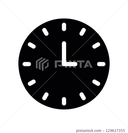 Simple black vector icon with a theme wall clock 129627355