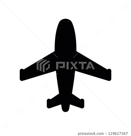 Simple black vector icon with a theme aeroplane Simple black vector icon with a theme aeroplane 129627367