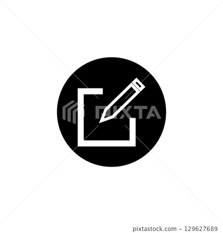black and white box and pencil line icon 129627689
