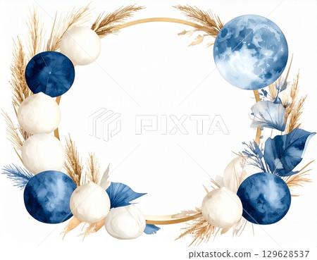 A stylish blue frame of Japanese pampas grass 129628537