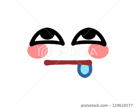 流口水的黃色圓臉圖示插畫 流口水的黃色圓臉圖示插畫 129628577