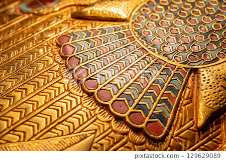 Golden coffin of King Tutankhamun, Ancient Egyptian Sarcophagi, Mummy Masks  129629089